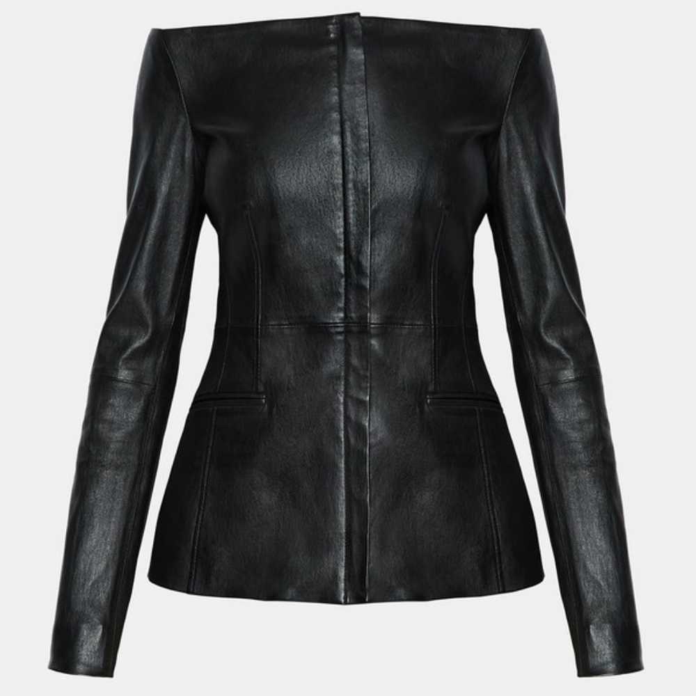 Theory leather off the shoulder jacket,  NWT